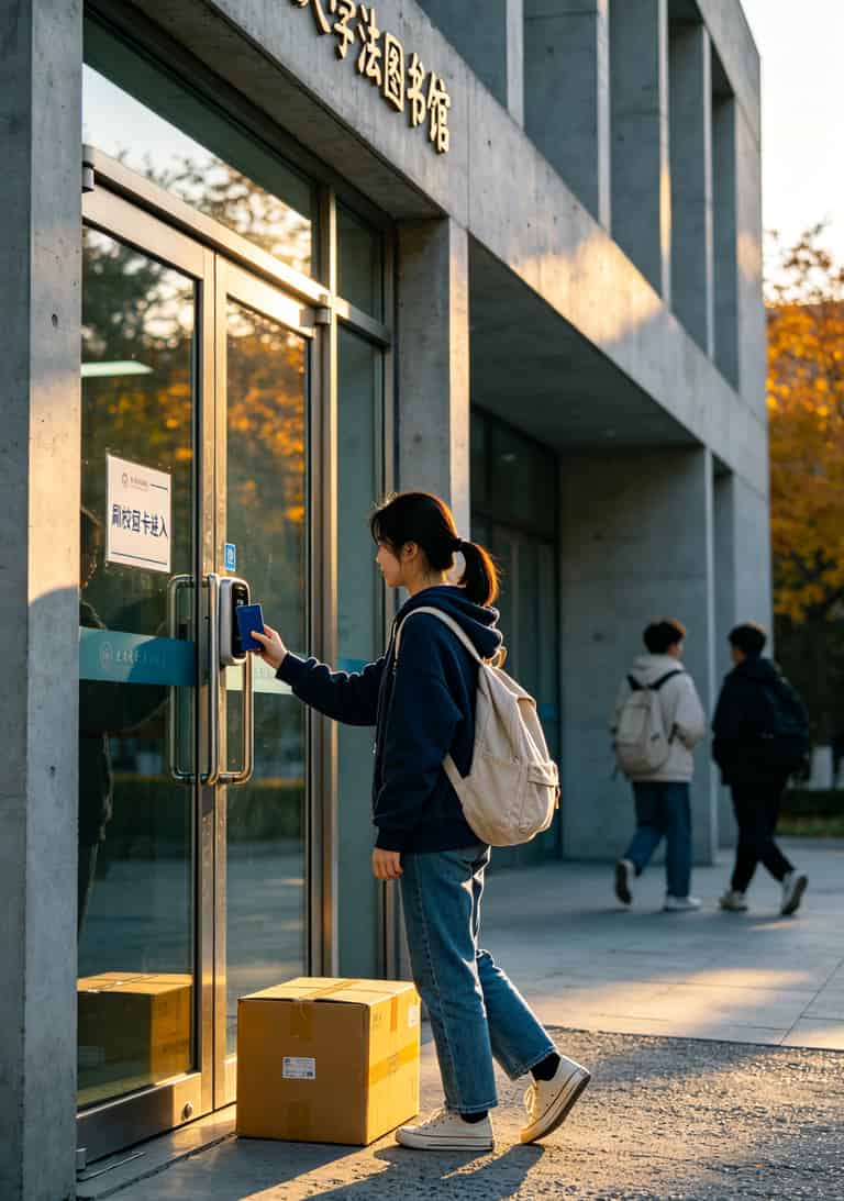 办什么流量卡划算又便宜?29元100G,别再去营业厅当冤种了 人大法学院图书馆门前学生刷卡进入的场景