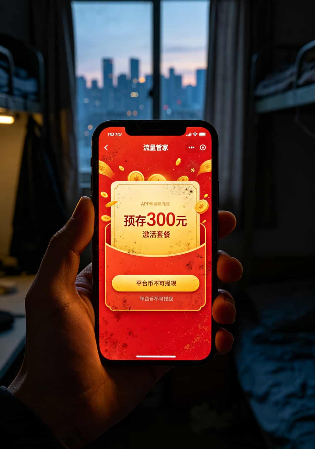 19一个月流量卡是坑还是宝?我花了三年一千多块,终于弄明白了 流量管家APP预存300元界面截图风格描述