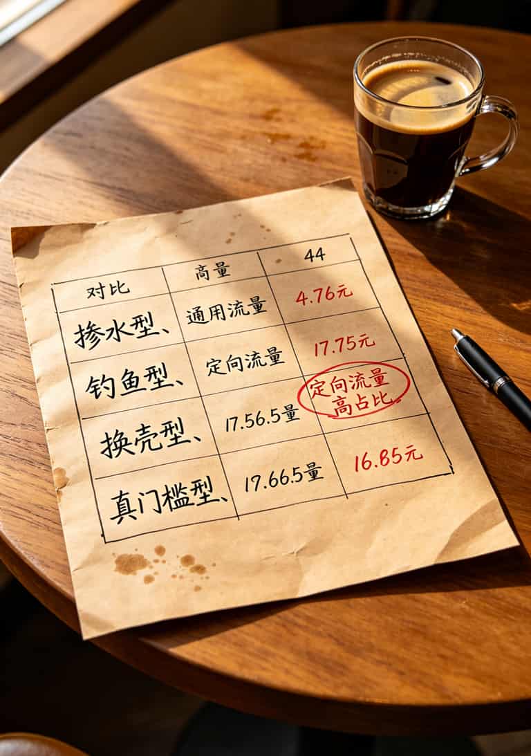 四种流量卡套餐对比表格，标注定向流量占比较高