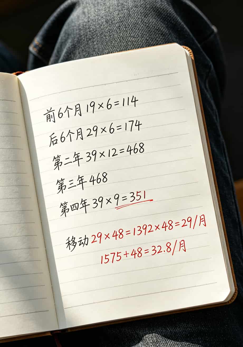 19电信流量卡办理前看这篇!我表弟月租19硬是被扣了87块(附避坑指南) 四年校园卡费用计算表格,19元卡实际月均32.8元对比29元移动卡