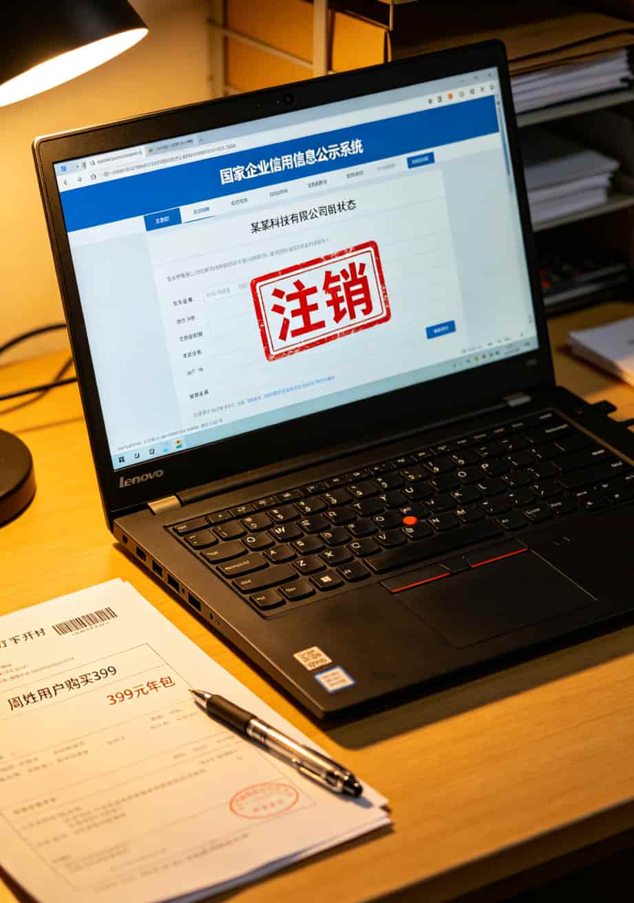 跑业务10年换了11台随身WiFi,纯流量流量卡移动的水到底多深? 国家企业信用信息公示系统截图,显示某公司已注销状态