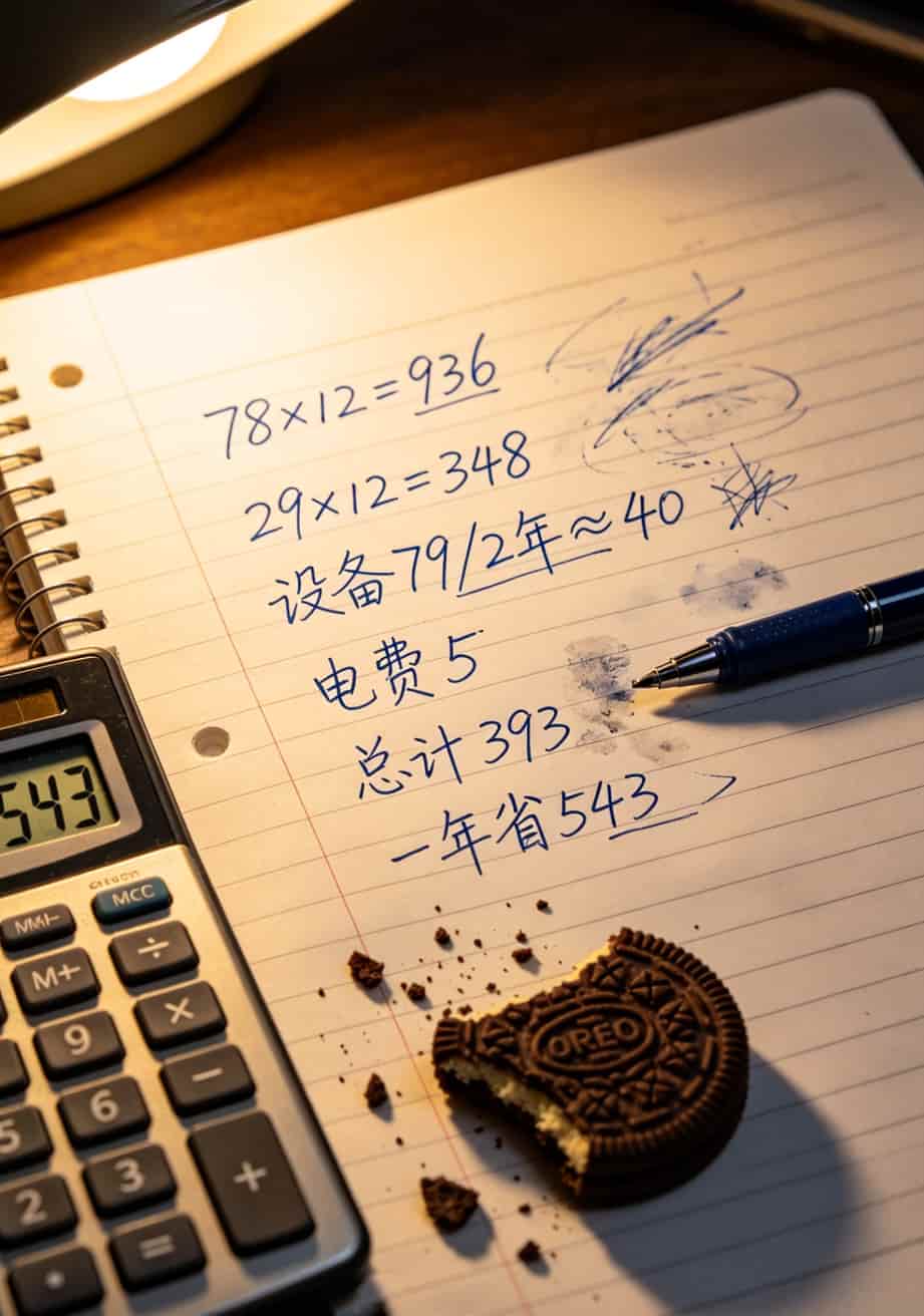 月省50块,网速快一倍:我折腾半年“29块钱100g的流量卡流量卡+优盘随身WiFi”的真实体验 手写账本照片,写着每月支出对比