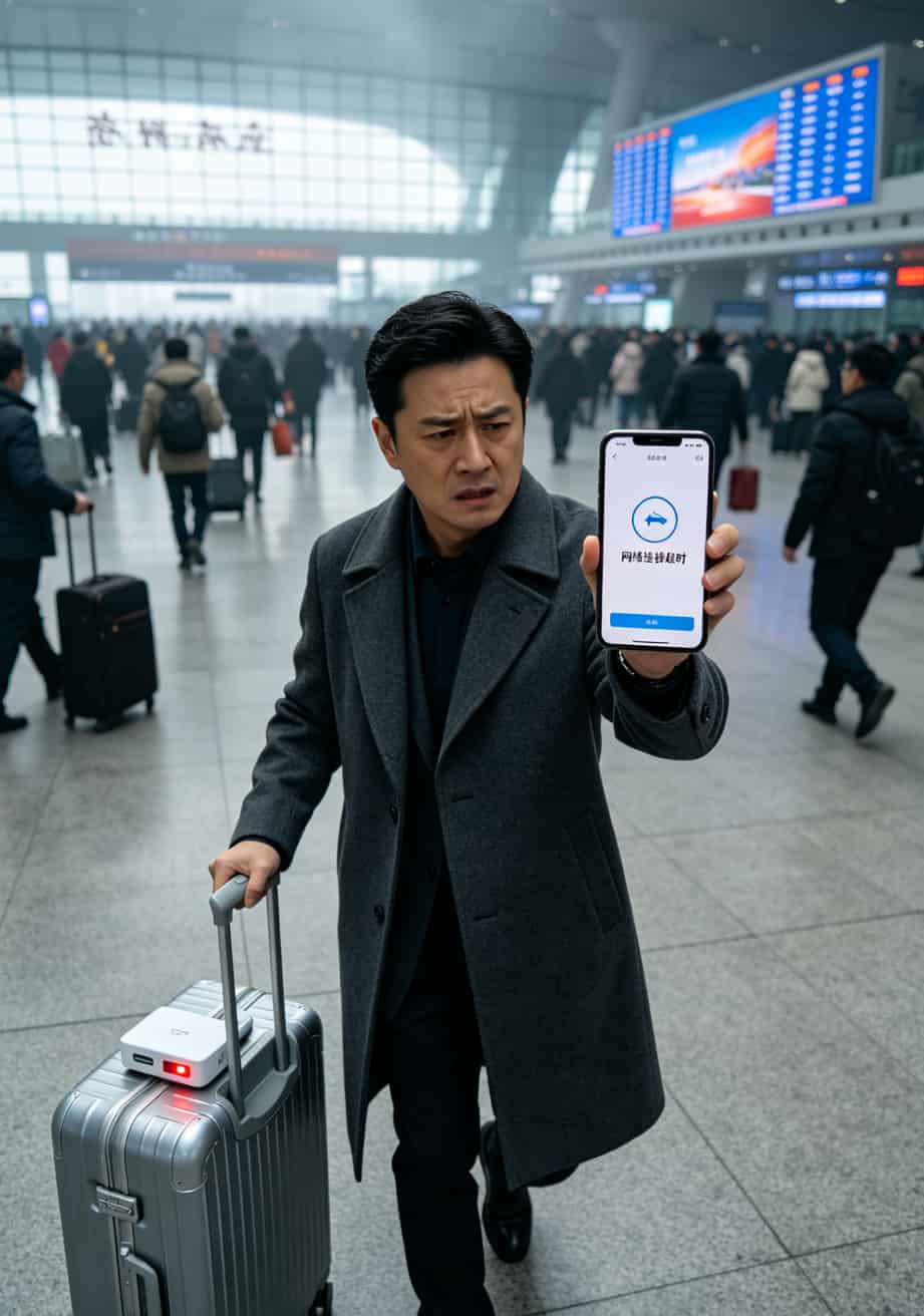 不可打电话的流量卡是真的吗?真!但别盯着19元3000G下单 杭州东站出站口实拍,展示商务人士急需稳定网络的场景