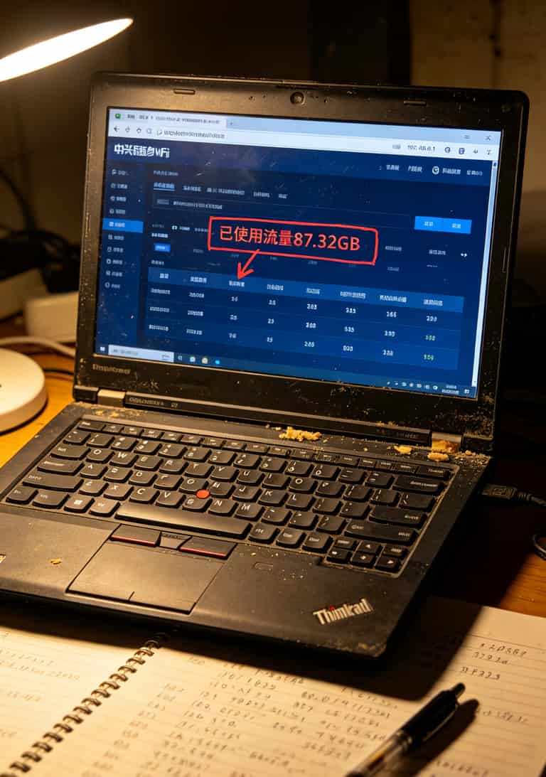 19元不限流流量卡移动套餐,我用了三个月亏了200块(真人实测避坑) 中兴随身WiFi管理后台流量统计页面截图