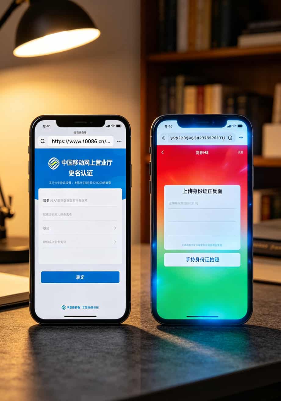 长期流量卡是真的吗?三年踩坑经验告诉你:真的,但得这么找 正规实名认证页面与诈骗页面对比