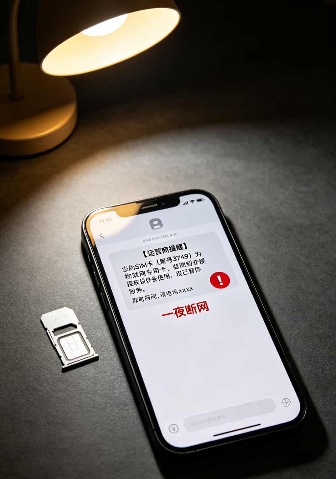 49元200g流量卡别瞎买!我花2000块踩坑5次,终于找出随身WiFi最佳拍档 物联网卡被封禁的短信通知截图