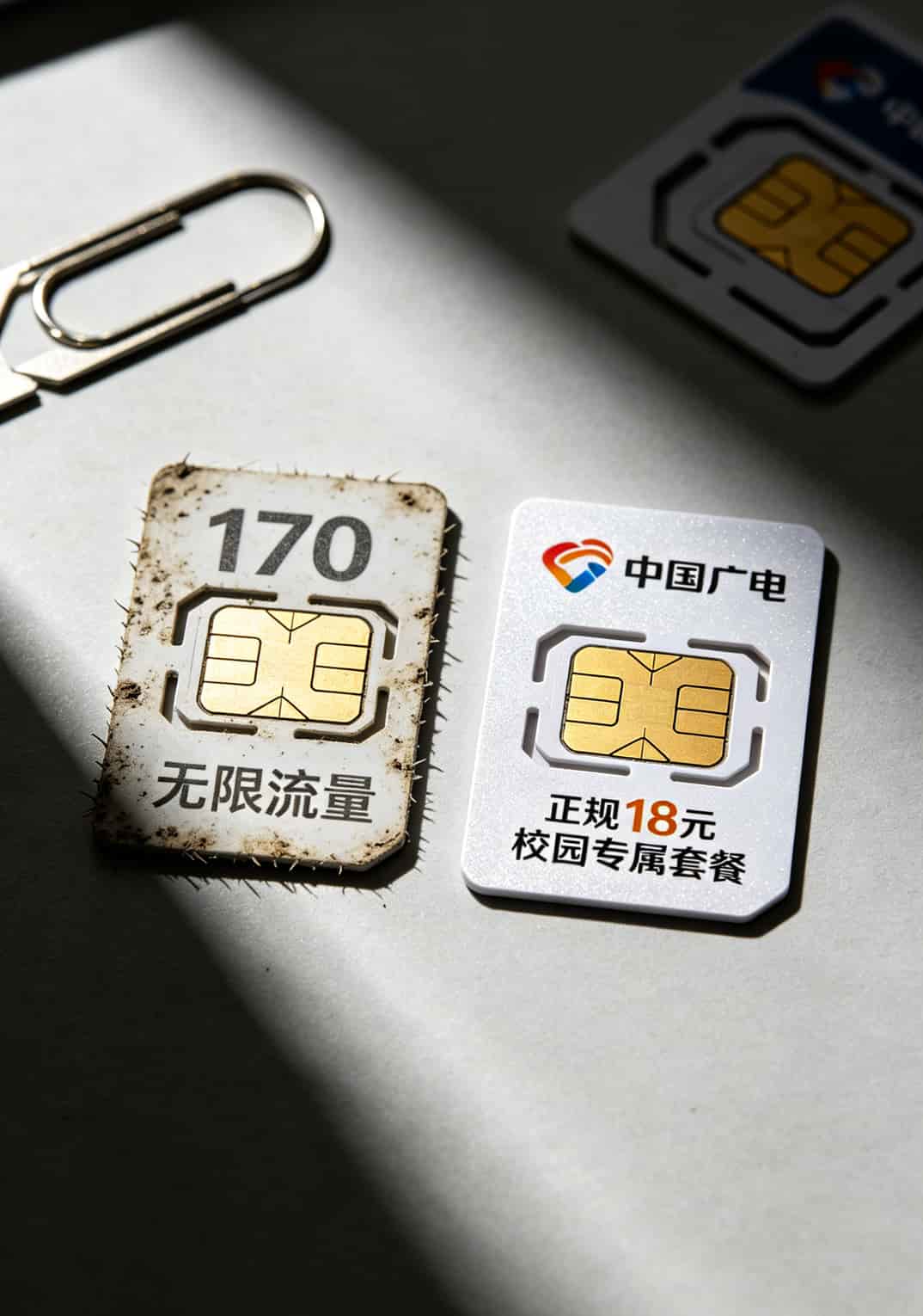物联卡与正规校园流量卡对比示意图