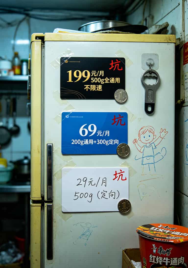 一张500g流量卡到底能用多久?我用了6张卡算出个大概数 三张不同价位的流量卡对比,标注价格和主要卖点