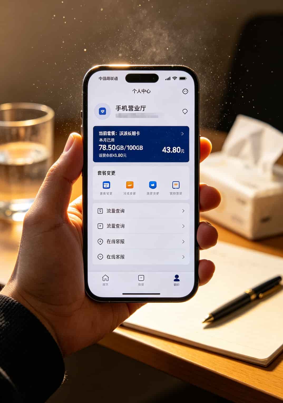办了七八张联通卡,我终于搞明白哪个最划算——避坑+实测+省钱 联通手机营业厅App的个人中心界面