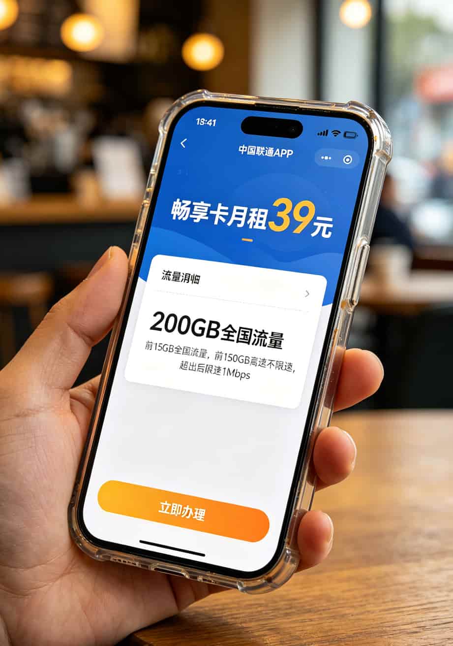 联通200g流量卡套餐详情页截图