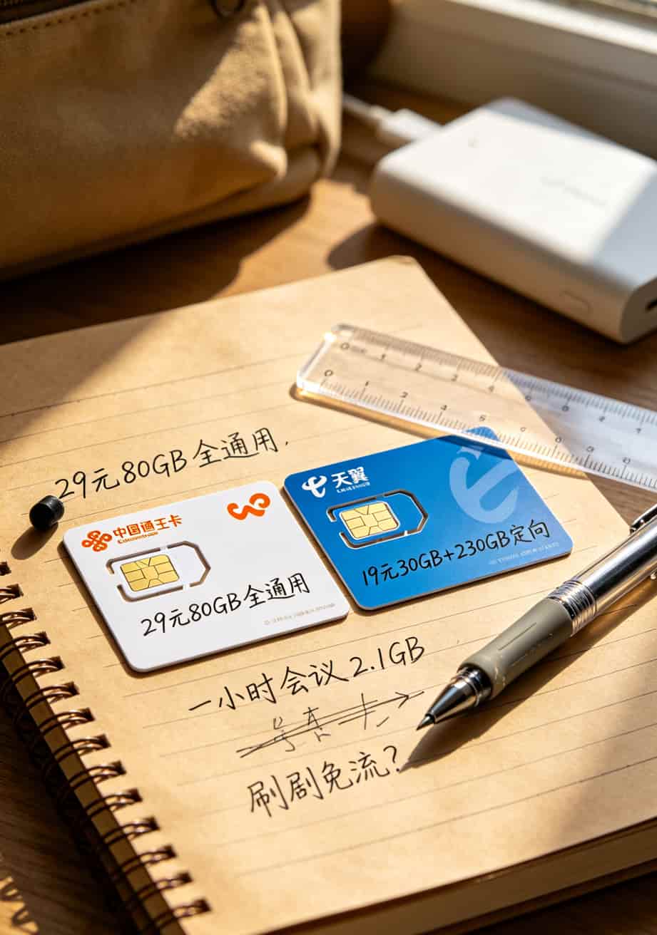 办什么流量卡最划算?踩了7张卡的坑,最后这2张卡让我三年省下500块 联通王卡和电信星卡并排对比,标注各自资费