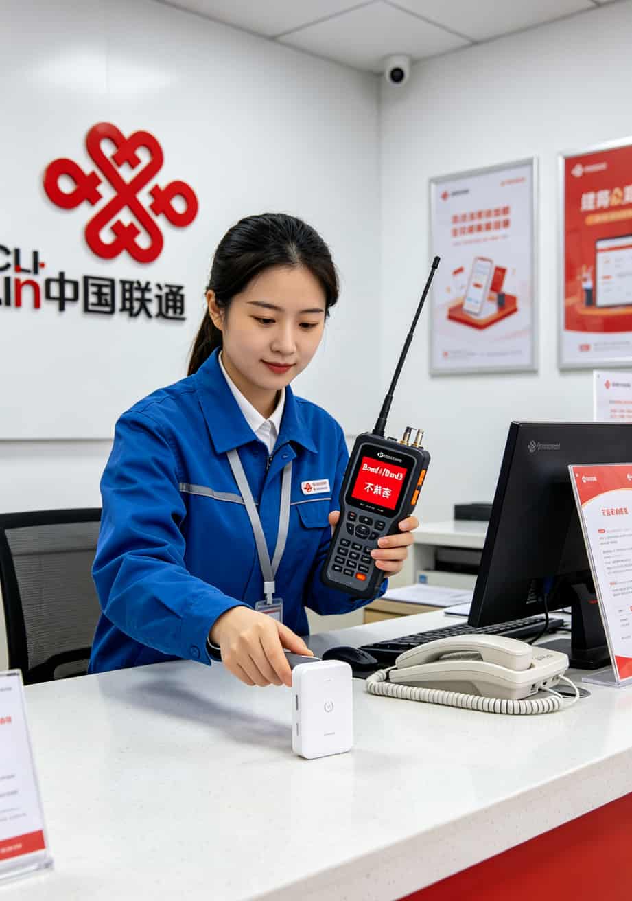 搬家五次才搞明白:定向流量卡中国联通配随身WiFi,一年省下一千块 联通营业厅工作人员用设备测试频段兼容性