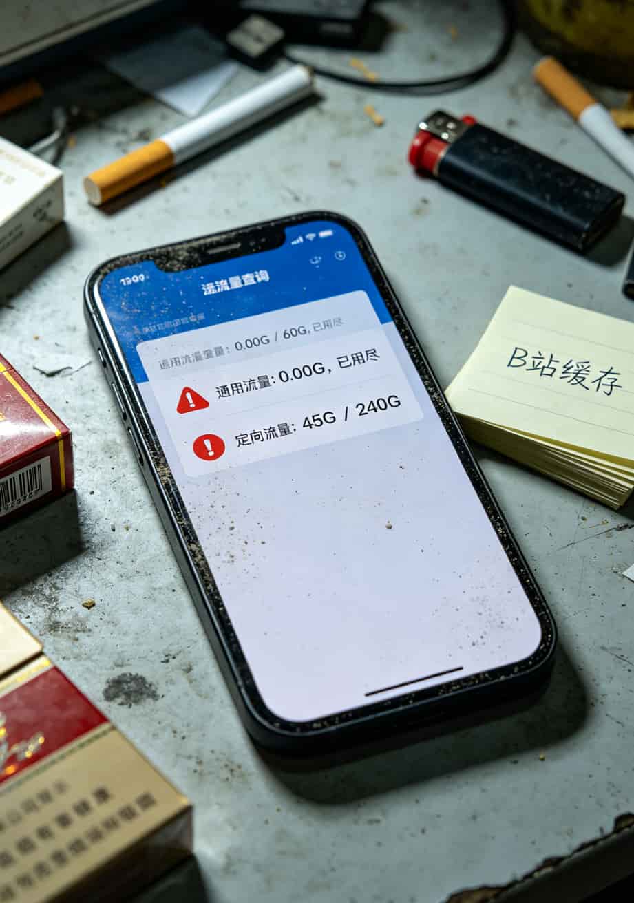 一个买了8张卡的老广告诉你:**19元 流量 卡**到底能不能买? 手机流量统计界面显示通用流量已用尽的截图