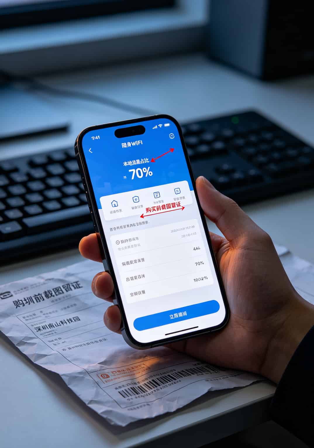 200元包年流量卡,我劝你辦之前先看这篇(内附10个实测标记) 手机截图显示套餐详情中本地流量占比70%