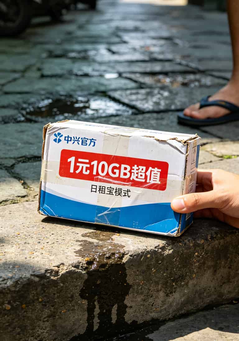 路边摊购买的假冒中兴套餐包装盒