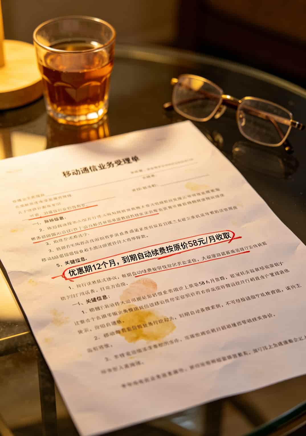 19元的移动流量卡,我踩坑三个月后说点大实话(附带省钱攻略) 移动营业厅套餐协议小字截图