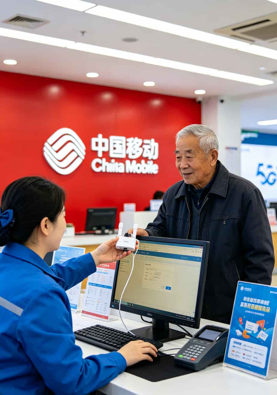 大流量卡移动的随身WiFi,我劝你先别买——除非你看完这篇(含10张实测图) 中国移动营业厅柜台,工作人员正在为用户检测随身WiFi设备