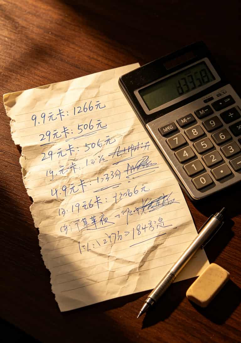 一张便宜移动流量卡把我折腾了三个月,中兴随身WiFi用户别学我(实测推荐) 两年费用对比计算手写草稿