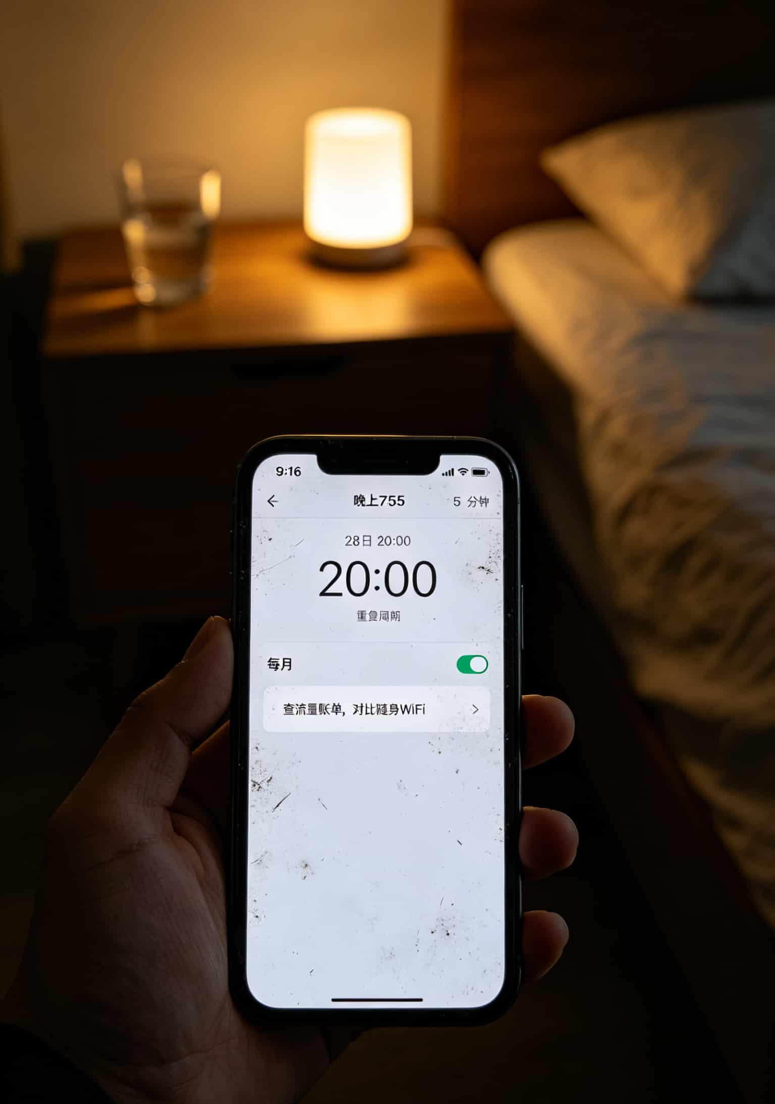 19元流量卡了,千万别先下单!我用中兴随身WiFi6踩坑3个月,省下3000块的土办法全公开 手机闹钟设置截图,每月28号重复提醒,备注“查流量账单”