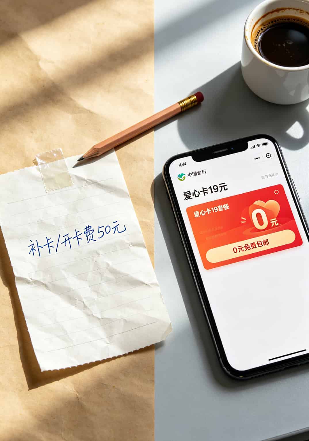 中兴随身WiFi天线版好用吗?配上“爱心卡19元流量”才真香 手机截图对比,线下报价50元开卡费,线上显示免费