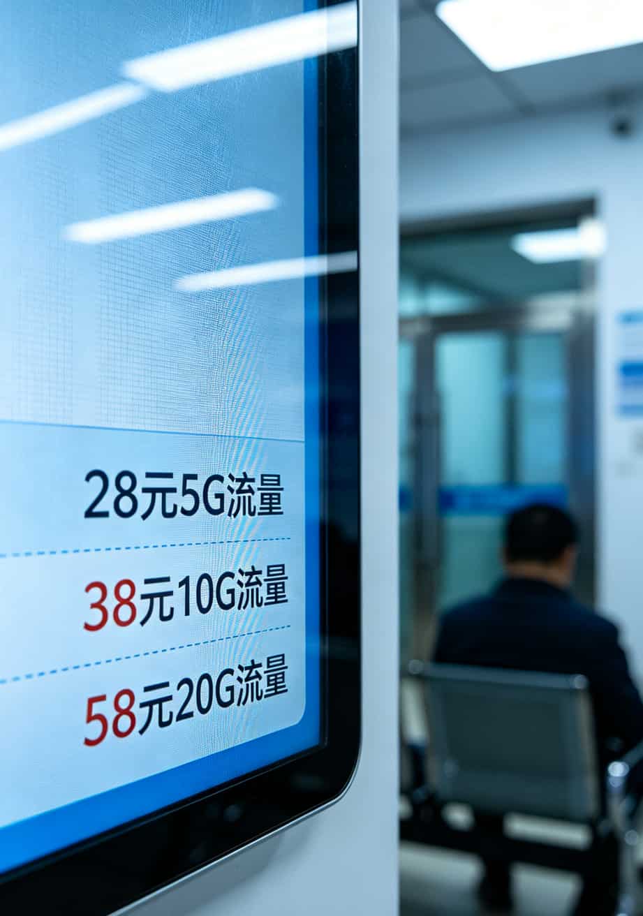 19元包月流量卡,究竟是馅饼还是陷阱?我帮你把账算明白了 线下营业厅套餐资费表局部特写