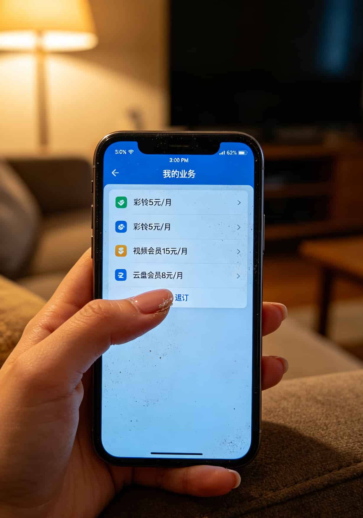 运营商App增值业务列表页面，圈出需要手动关闭的项目