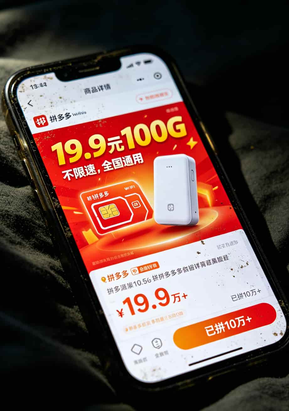 租房党别瞎买!电信流量卡推荐可选归属地,月租29元够三人用,省下两千块宽带费 拼多多19.9元100G流量卡商品页面