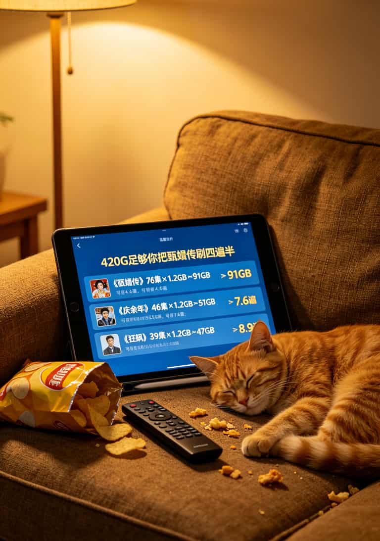 420g流量卡能用多久?我卖了6年流量卡,实话告诉你:重度用20天,省着点5个月 热门剧集流量消耗对比图