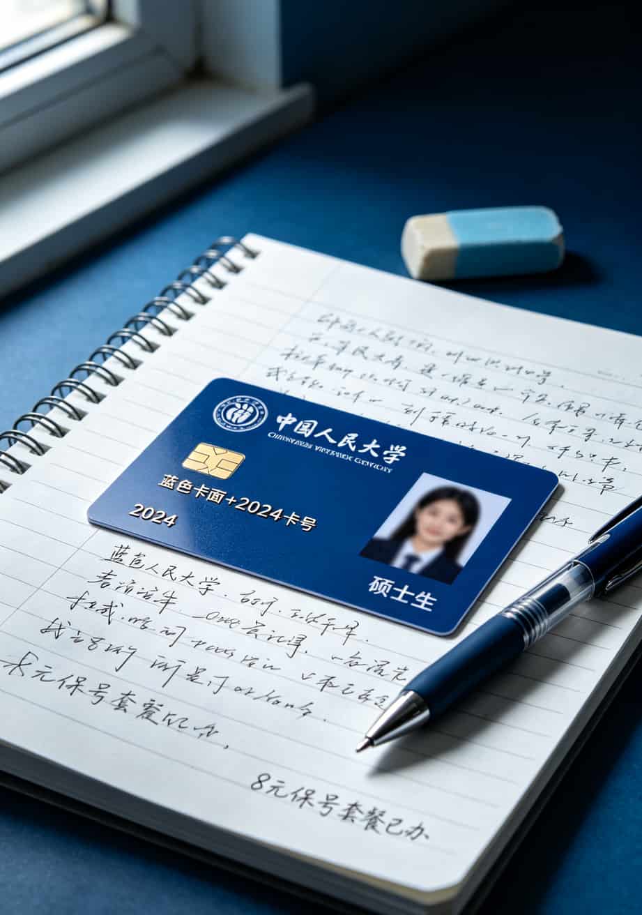办什么流量卡划算又便宜?29元100G,别再去营业厅当冤种了 中国人民大学校园卡实拍,硕士生深蓝色卡面