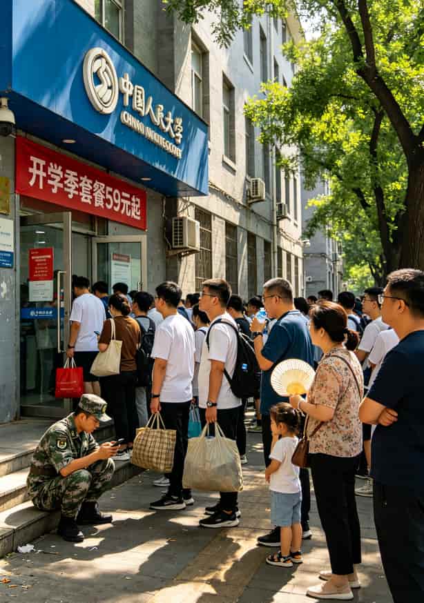 人大老学姐掏心窝:一张便宜好用的大流量卡,真不用多花冤枉钱 人大校内营业厅门口排队的场景
