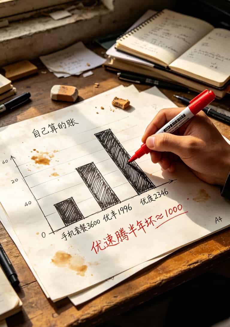 便宜的流量卡什么套路?亲身换了3台随身WiFi后,我劝你别贪那9块9 三种上网方案三年成本对比柱状图