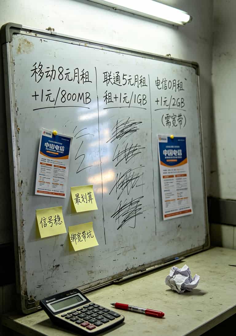 跑断腿才搞清楚:按天收费的流量卡,这3种人买了一年省500,另外2种人买就是交智商税 三大运营商logo对比图,标注移动联通电信的日租卡特点