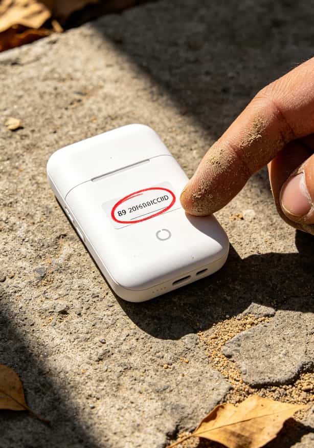 跑业务10年换了11台随身WiFi,纯流量流量卡移动的水到底多深? 设备背面ICCID号码特写,用红圈标注20位数字