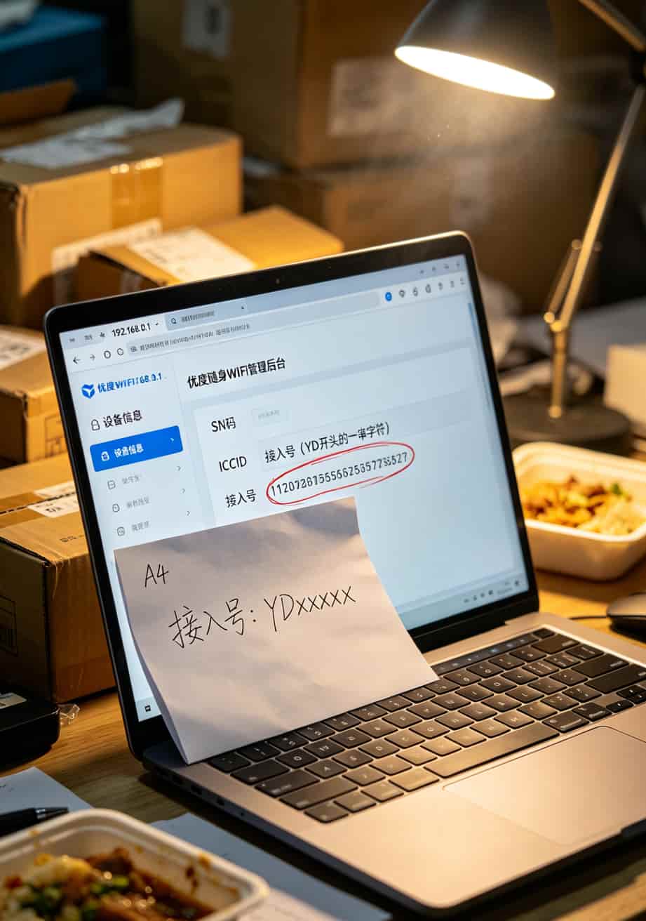 30g流量卡多少钱一个月?29块是正常价,低于15块就当买个教训 设备管理后台查接入号的操作界面