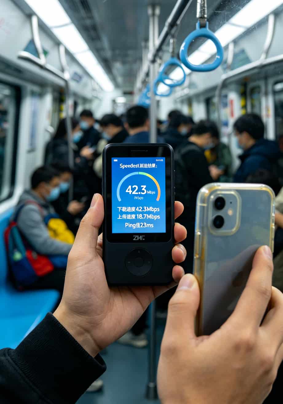 深圳地铁三号线实测中兴随身WiFi网速截图