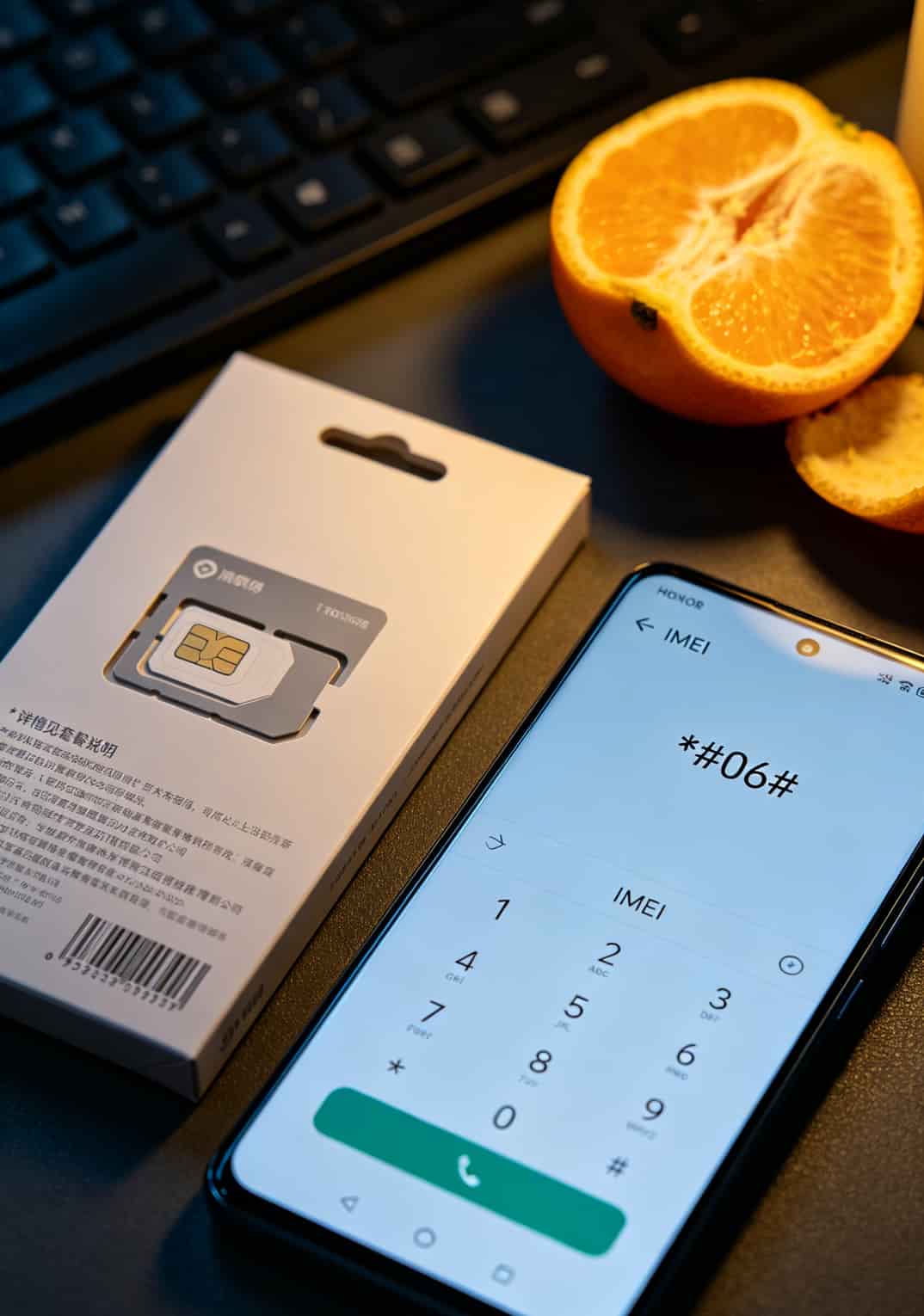 一张500g流量卡到底能用多久?我用了6张卡算出个大概数 手机上*#06#查询IMEI号的截图,以及包装盒背面的小字特写