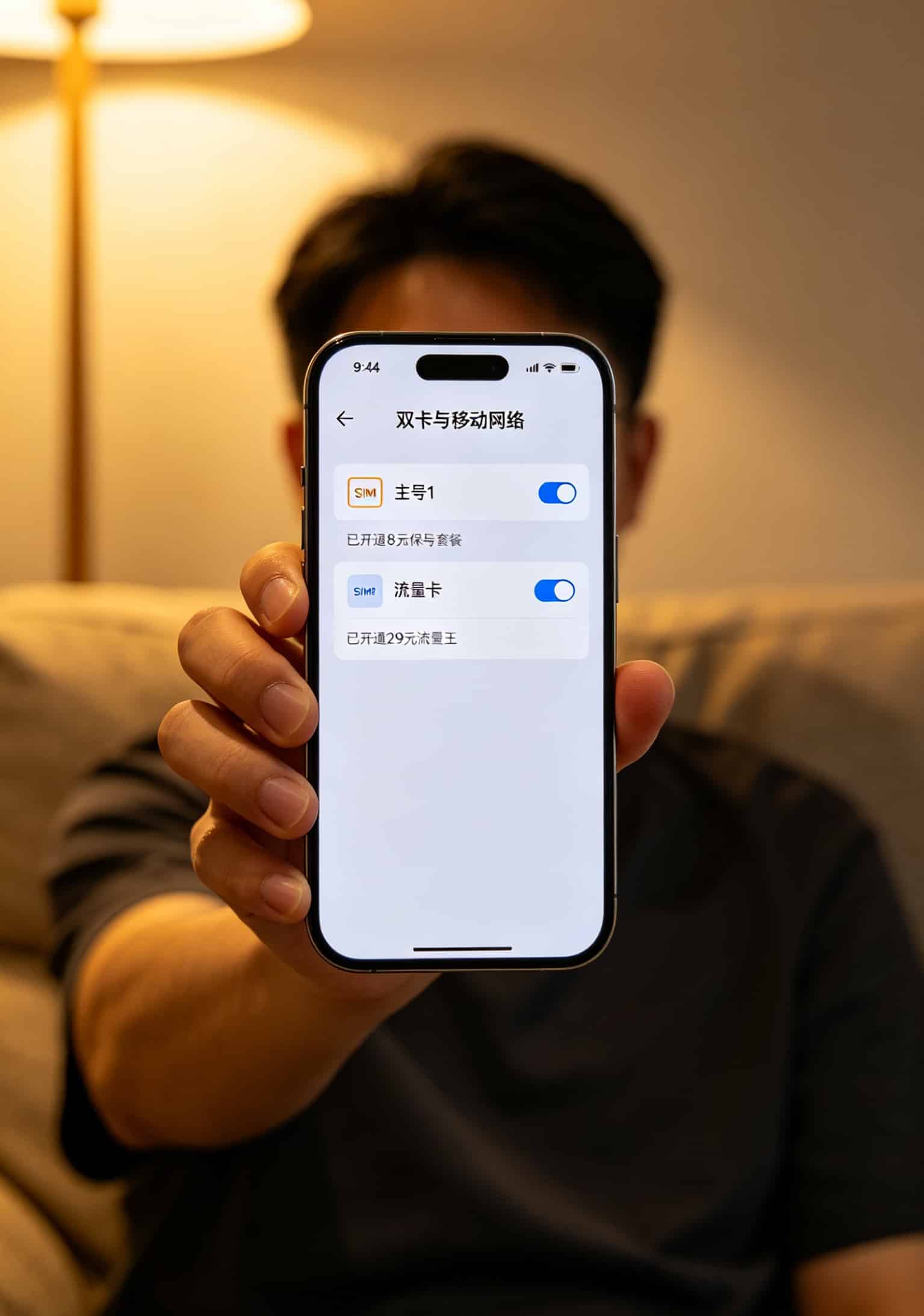 办什么卡便宜流量多?2026流量卡终极避坑指南 | 联通29元103G实测一年没翻车 手机双卡设置界面,显示主号8元保号套餐和流量卡29元套餐