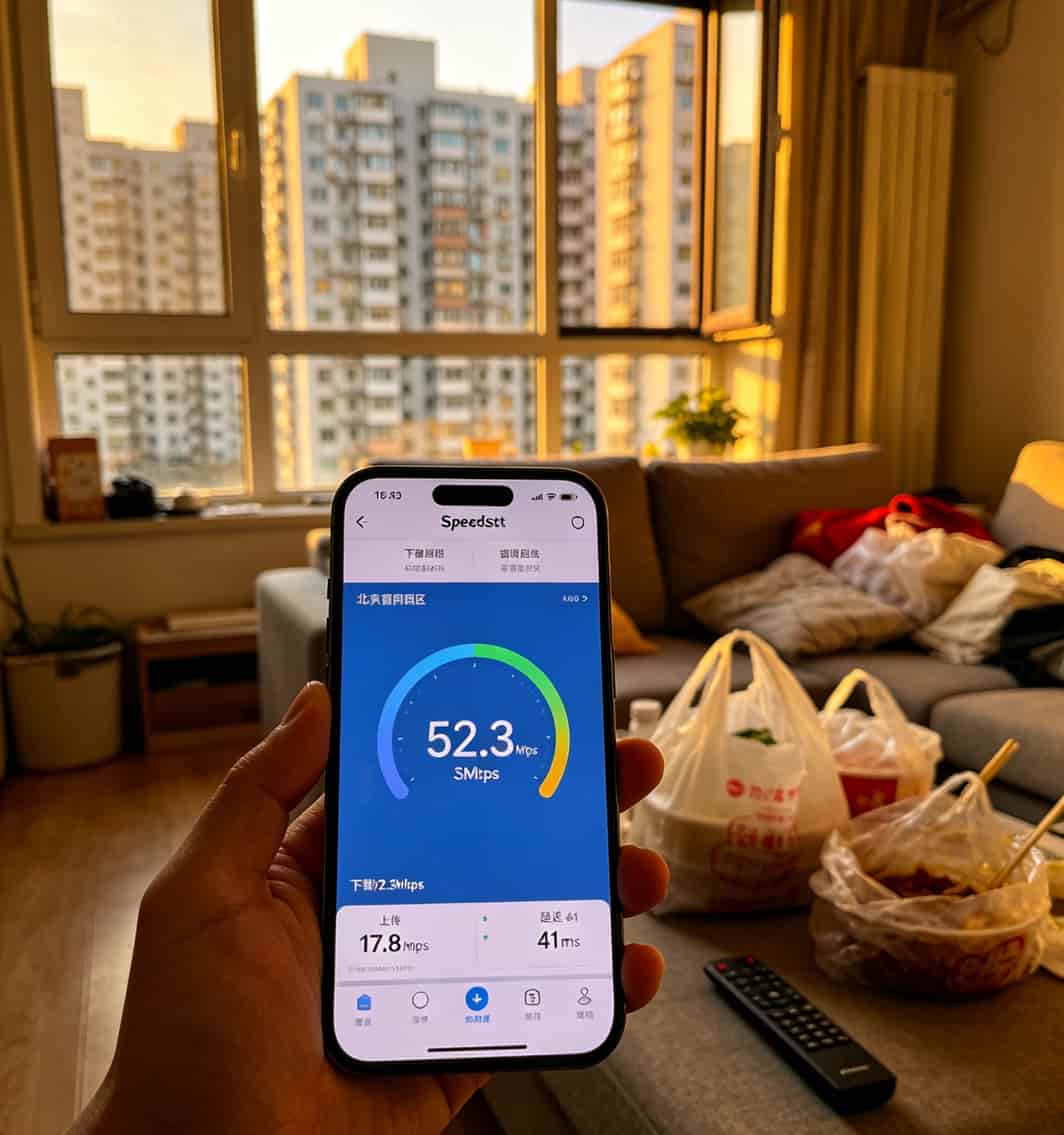 月租19块100G,我换了6张卡才找到这张电信流量卡(无合约不绑人) 手机Speedtest测速截图显示下载52.3Mbps上传17.8Mbps