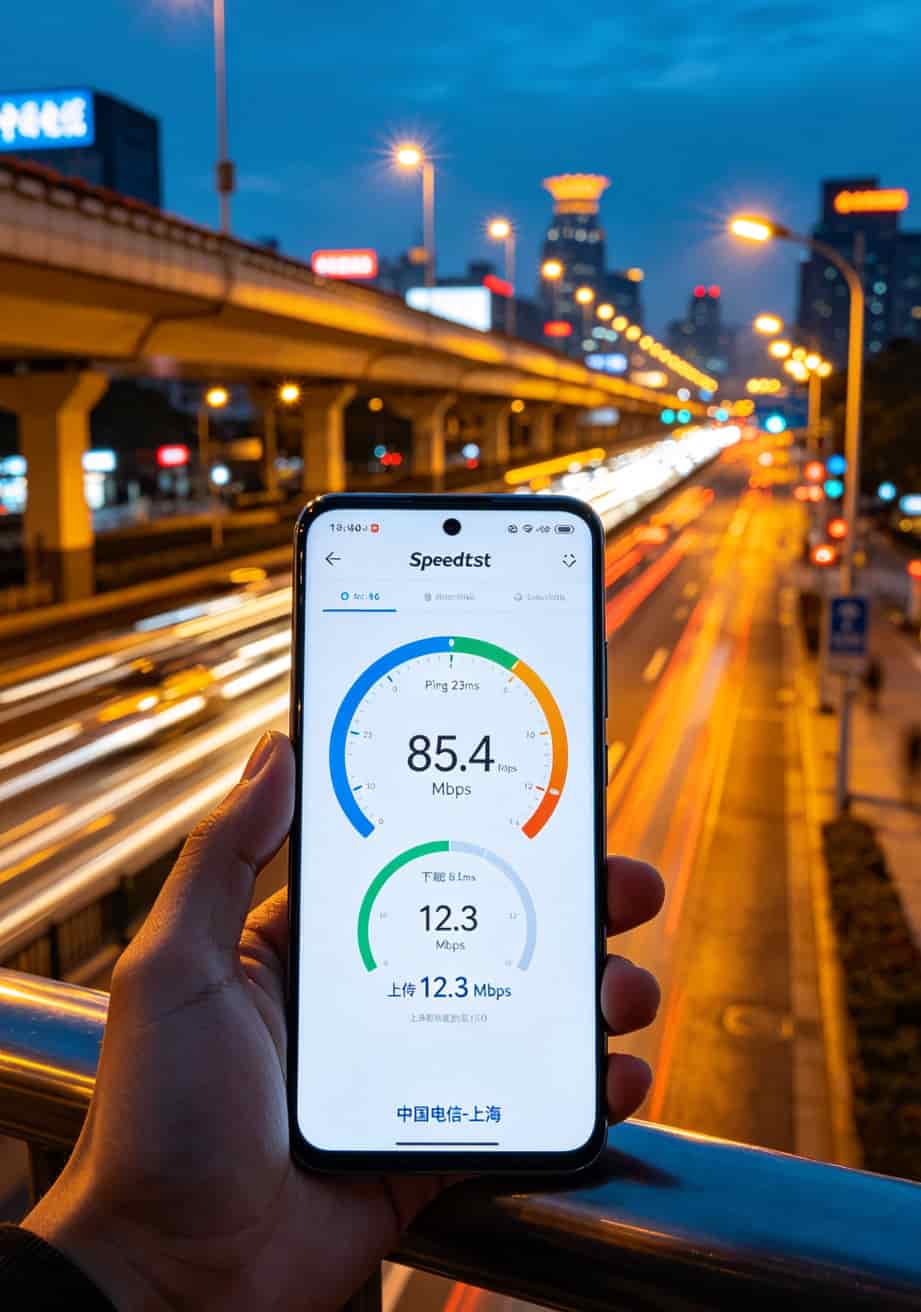 不限速流量卡怎么办理?2025最稳路子全在这了,别再交智商税 Speedtest测速结果截图,下载速度85.4Mbps上传速度12.3Mbps