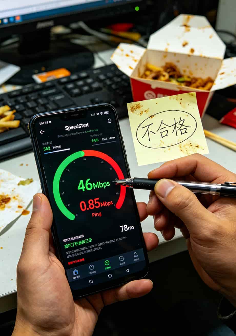19元月流量卡千万别瞎买!我踩坑3年换来的随身WiFi搭配攻略,不看亏钱 Speedtest测速结果截图,上传速度显示0.85Mbps,标注“不合格”