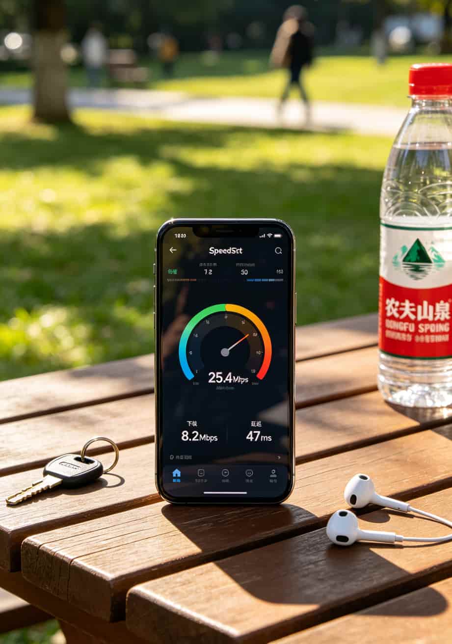 纯用流量的卡千万别瞎买!我这两年踩的坑比你家地砖缝都多,省下的钱全交了智商税 手机Speedtest测速界面,显示下载25.4Mbps上传8.2Mbps