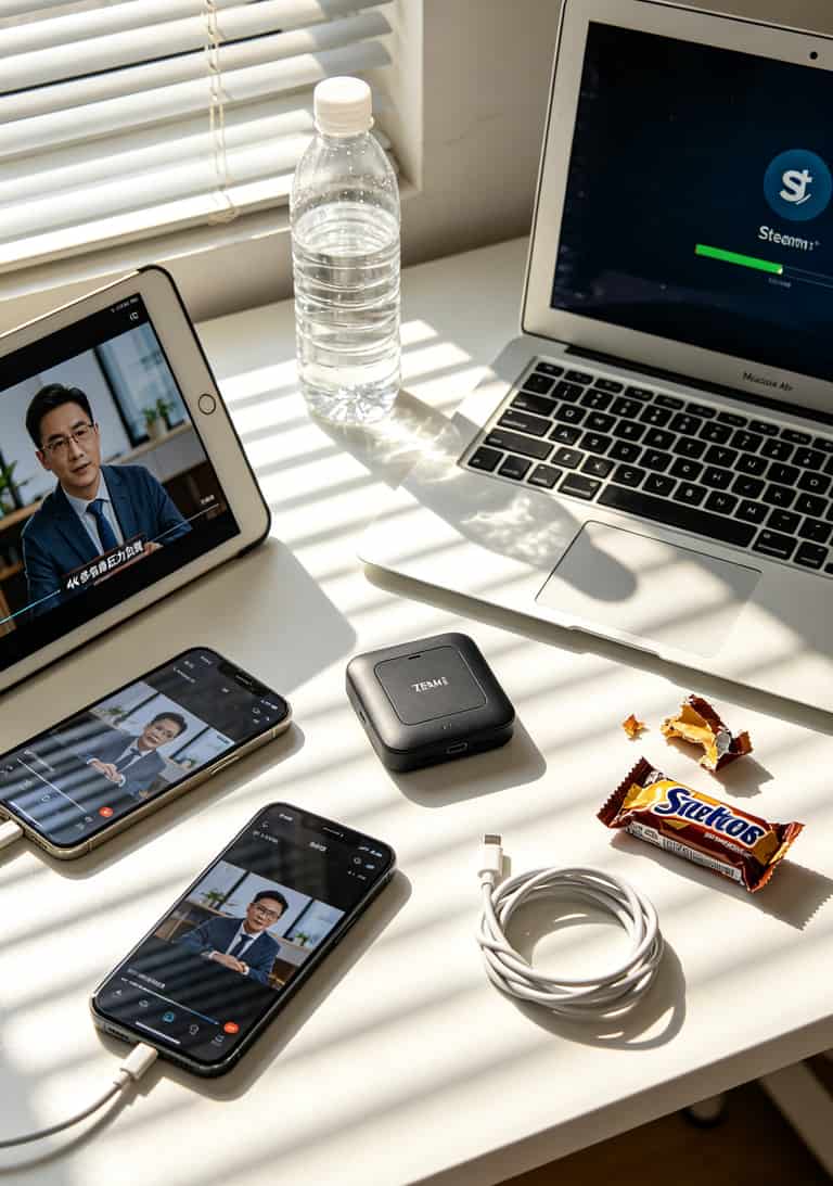 随身WiFi别再瞎买了!实测中兴微干翻骁龙410,**可以申请流量卡**这样办最省钱 压力测试时多个设备同时连接随身WiFi的示意图