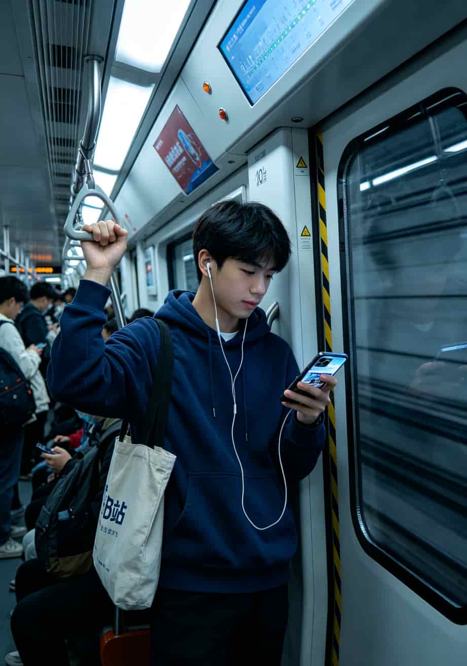 人大老学姐掏心窝:一张便宜好用的大流量卡,真不用多花冤枉钱 北京地铁十号线车厢内刷手机的场景