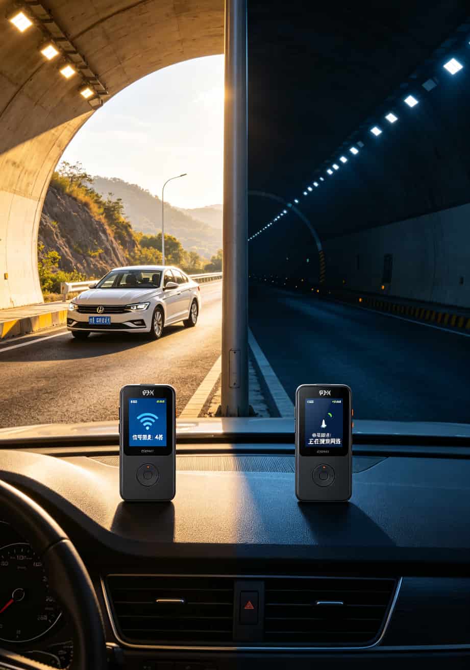 中兴随身WiFi在高速公路隧道口的信号对比截图