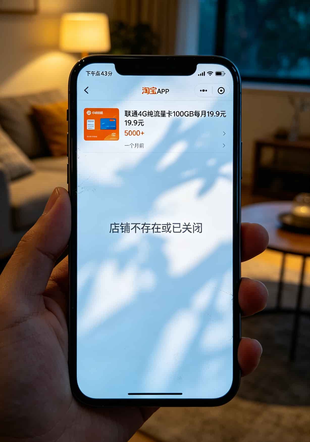 一个成都普通用户的随身WiFi血泪史:设备不重要,**联通卡流量好卡**才是关键 某宝流量卡店铺关闭页面截图