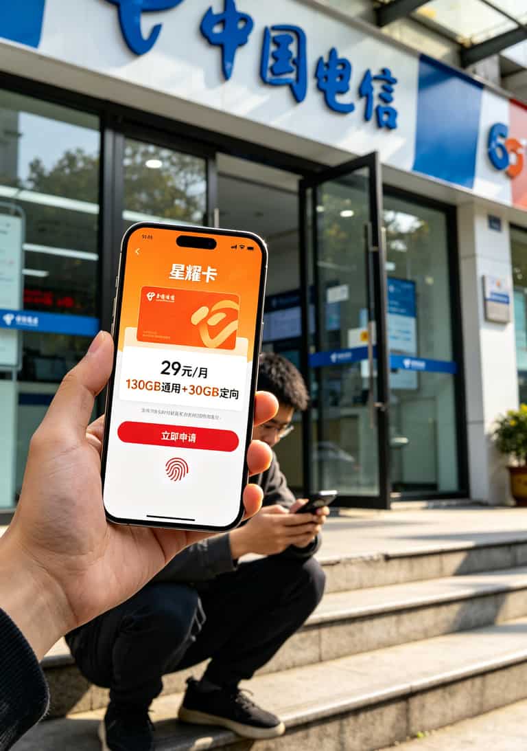 中国电信官方App的星卡办理页面截图，显示月租29元和套餐详情