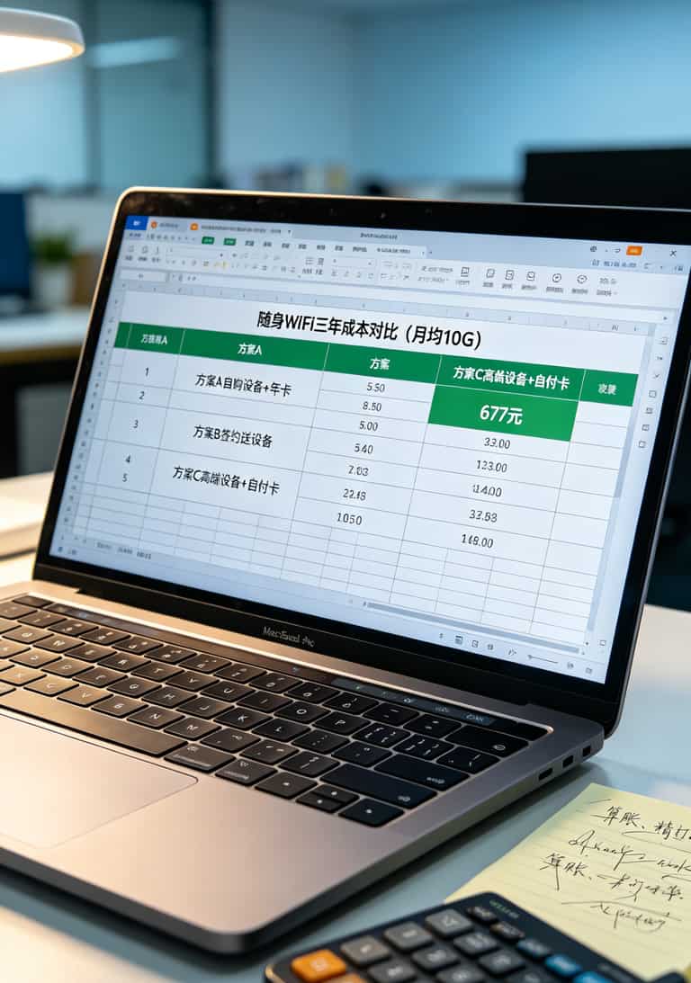 200元包年流量卡,我劝你辦之前先看这篇(内附10个实测标记) Excel表格截图,三种方案三年成本对比