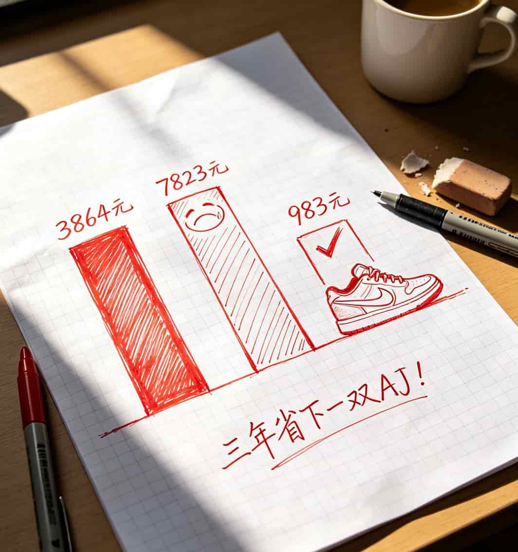 三种方案三年费用对比的柱状图，第三种明显最低