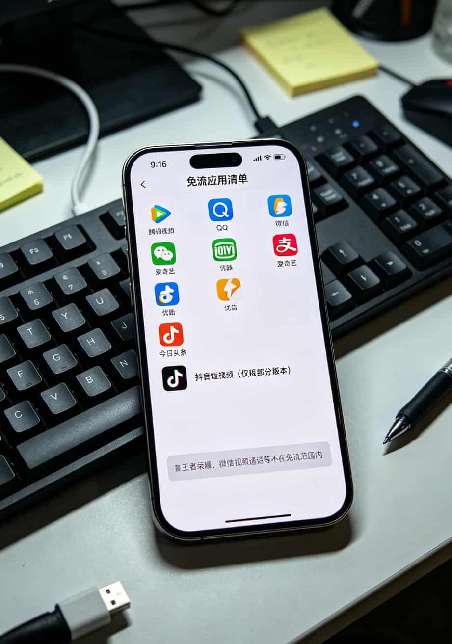 29元套餐流量卡是真的吗?我实测5张卡,结论和你听到的不太一样 电信星卡定向流量APP名单截图,标注了哪些APP在范围内