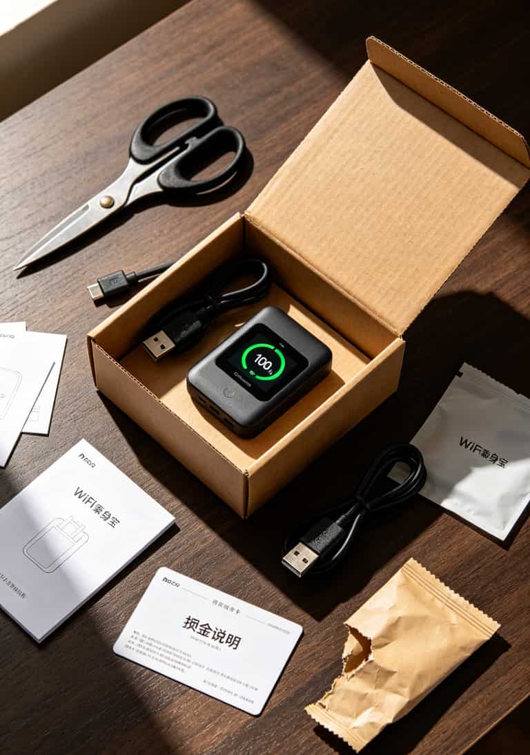 开箱检查WiFi随身宝的配件清单实拍